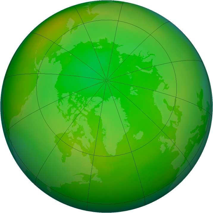 Arctic ozone map for July 1987
